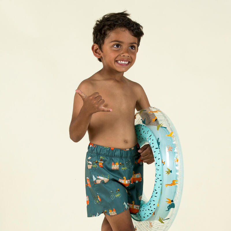 Şort înot Imprimeu Rulotă Verde închis Bebe/Copii