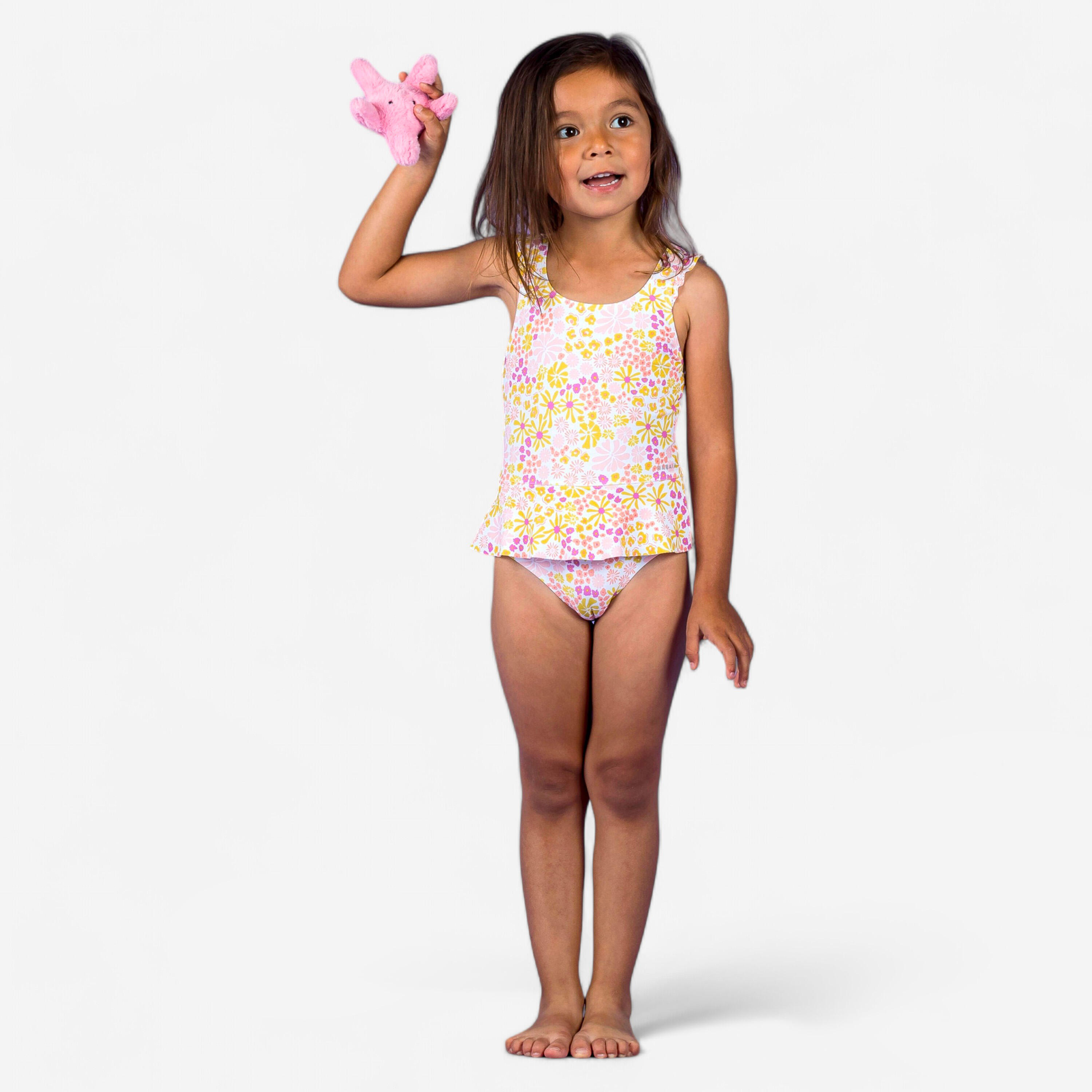 Maillot De Bain 1 Piece Bebe Fille Jupette pantai jaune Decathlon