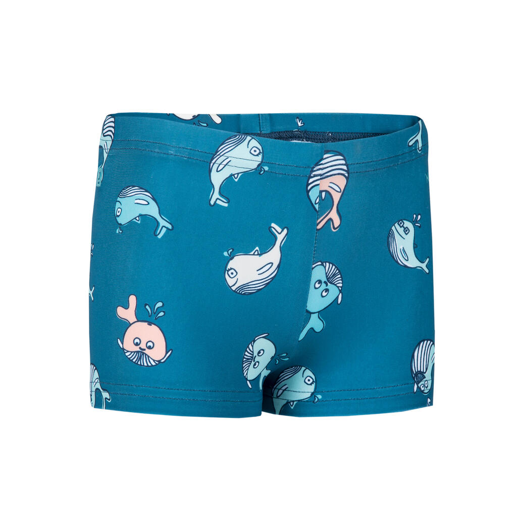 Baby / Kids' Swimming Shorts Dark Blue Whale Print