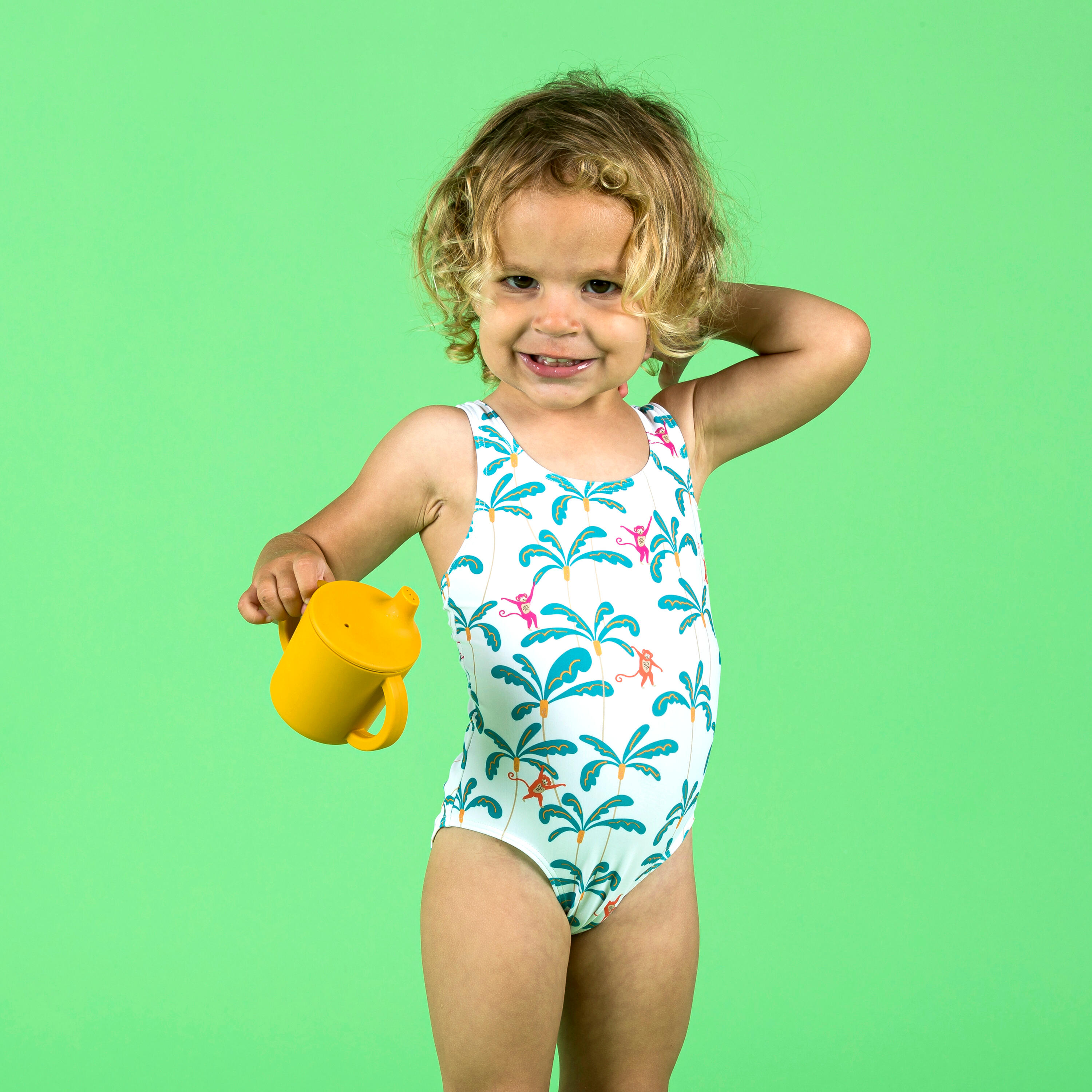 Baby Girls' 1-Piece Swimsuit monkey 1/4