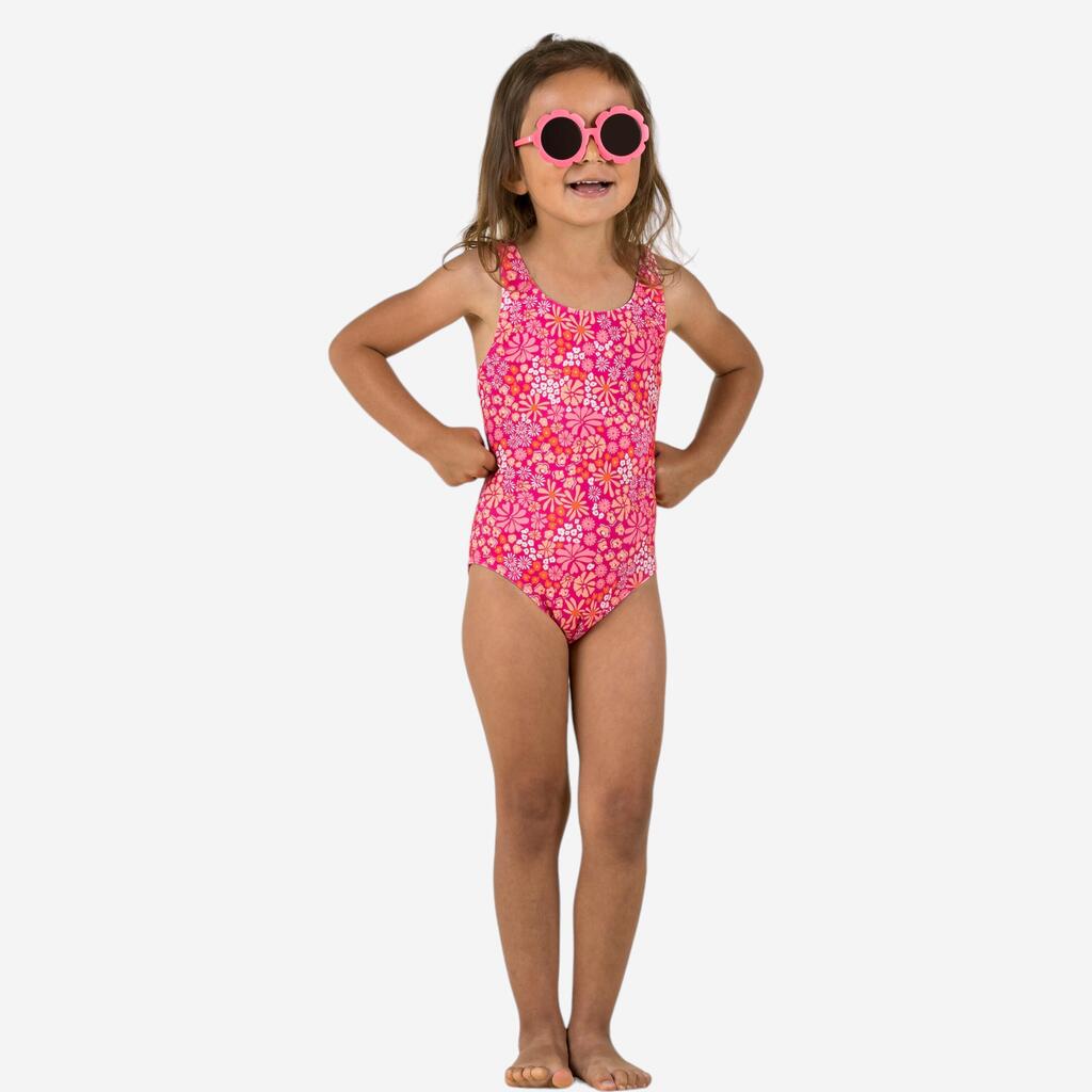 Maillot de bain 1 pièce bébé fille rose imprimé fleurs