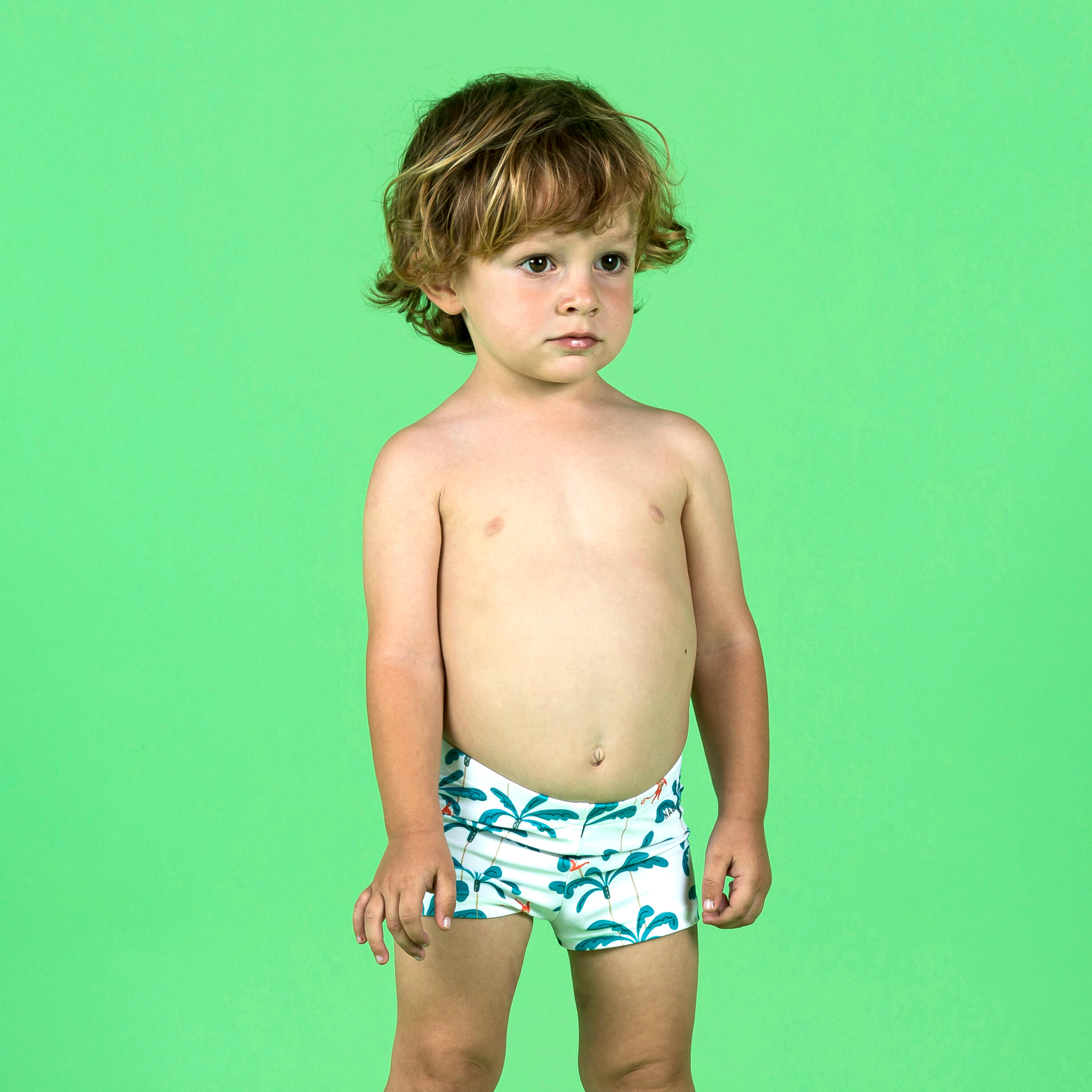 Nabaiji - Boxer De Bain Bébé / Enfant Blanc Imprimé Monkey - Maillot De Bain - Natation - - 3 À 4 Ans - Decathlon