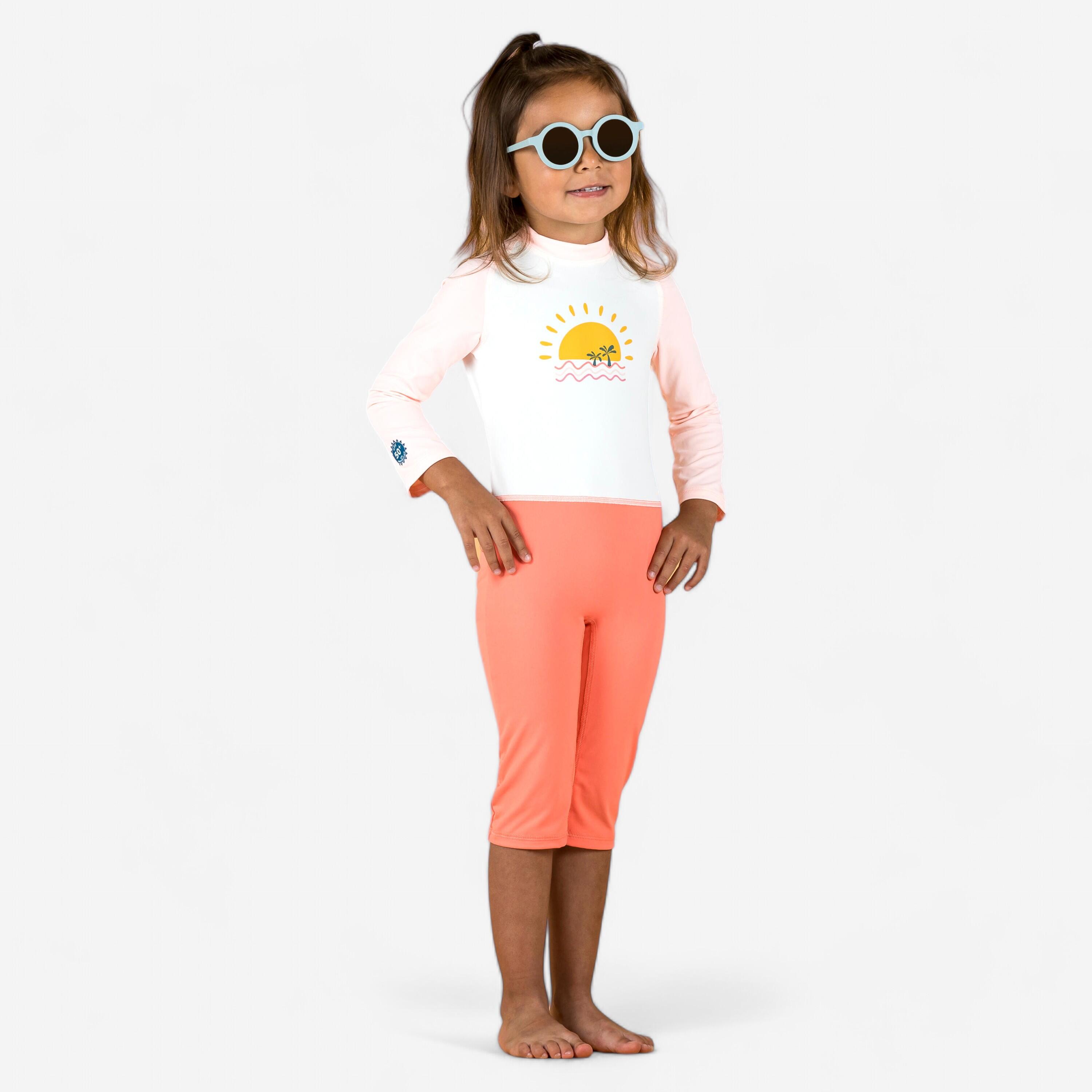 Baby / Bambino Protezione UV Nuoto Muta Manica Lunga Rosa Stampato