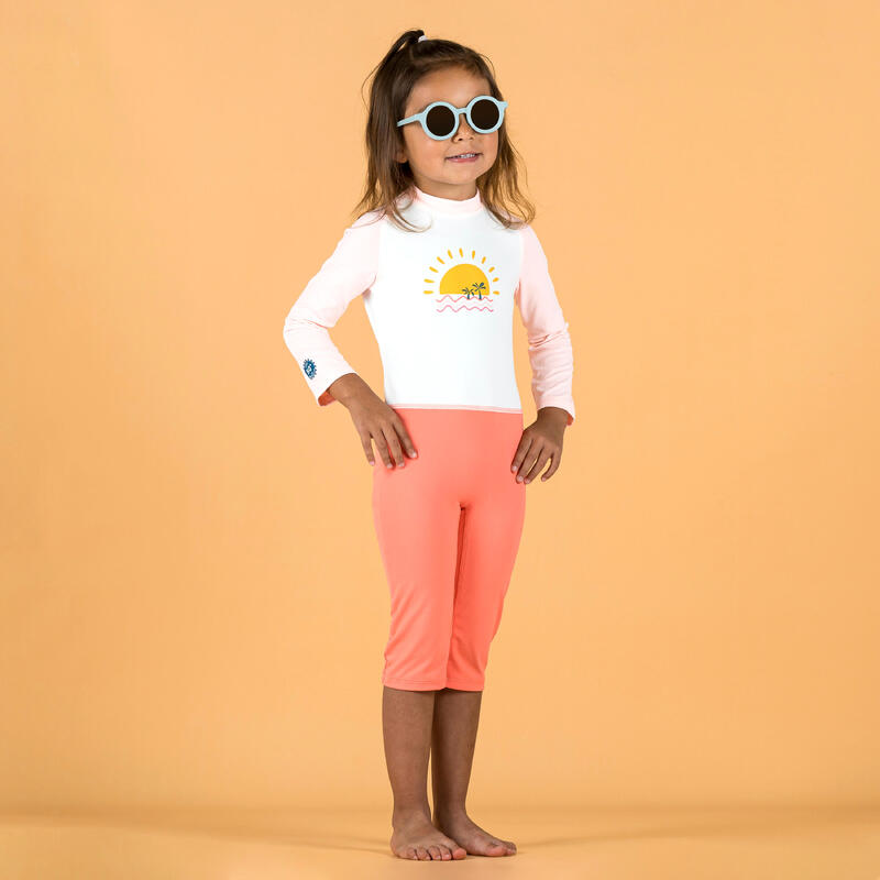 Muta baby anti-UV da bambina con maniche lunghe rosa-arancio