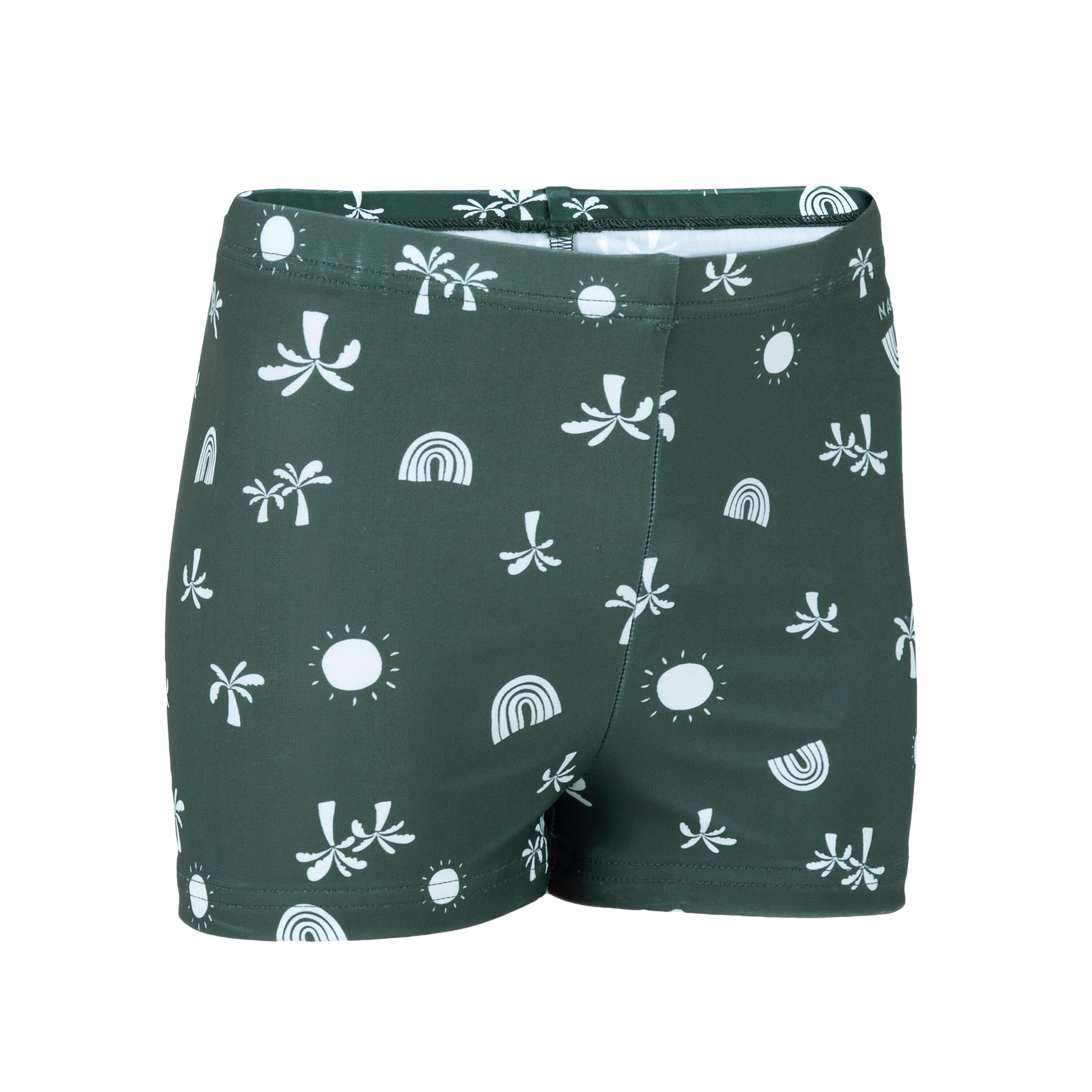 Baby / kids' boxer swim shorts - Sun print dark green 4/4