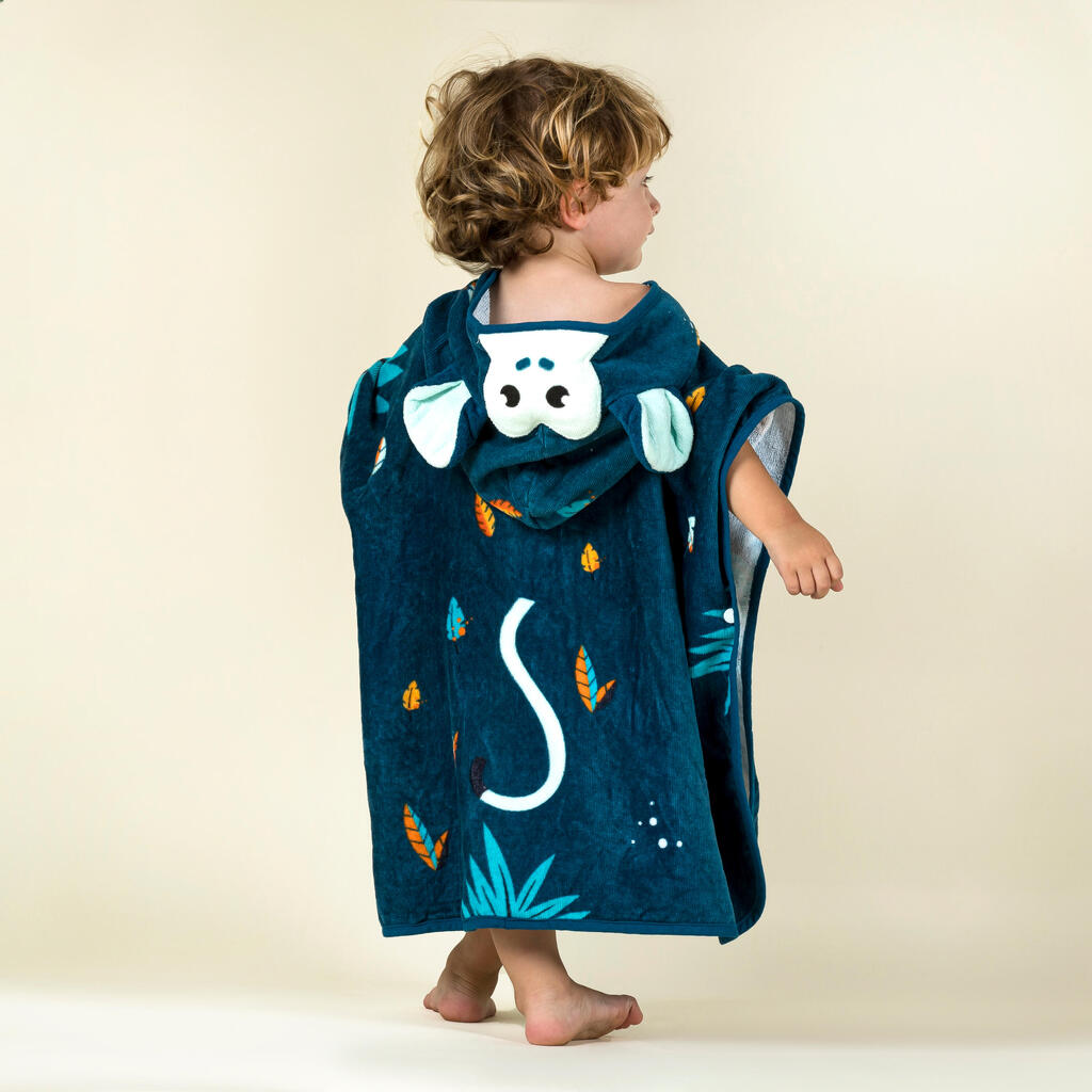 Bade-Poncho Baby Baumwolle - Affe dunkelblau