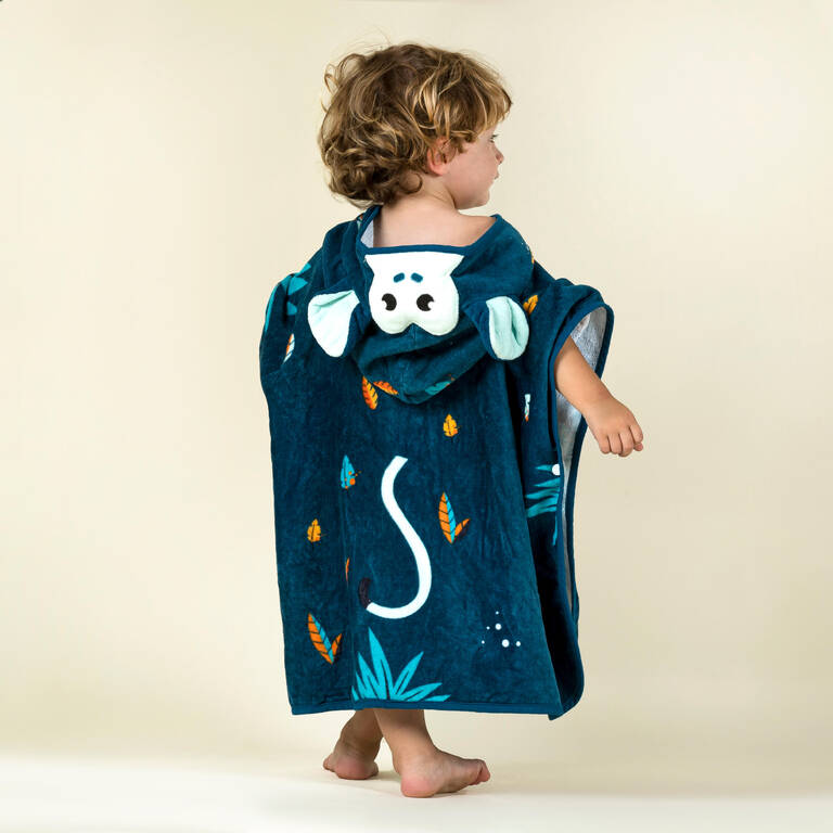 Baby Cotton Changing Poncho - Monkey Dark Blue