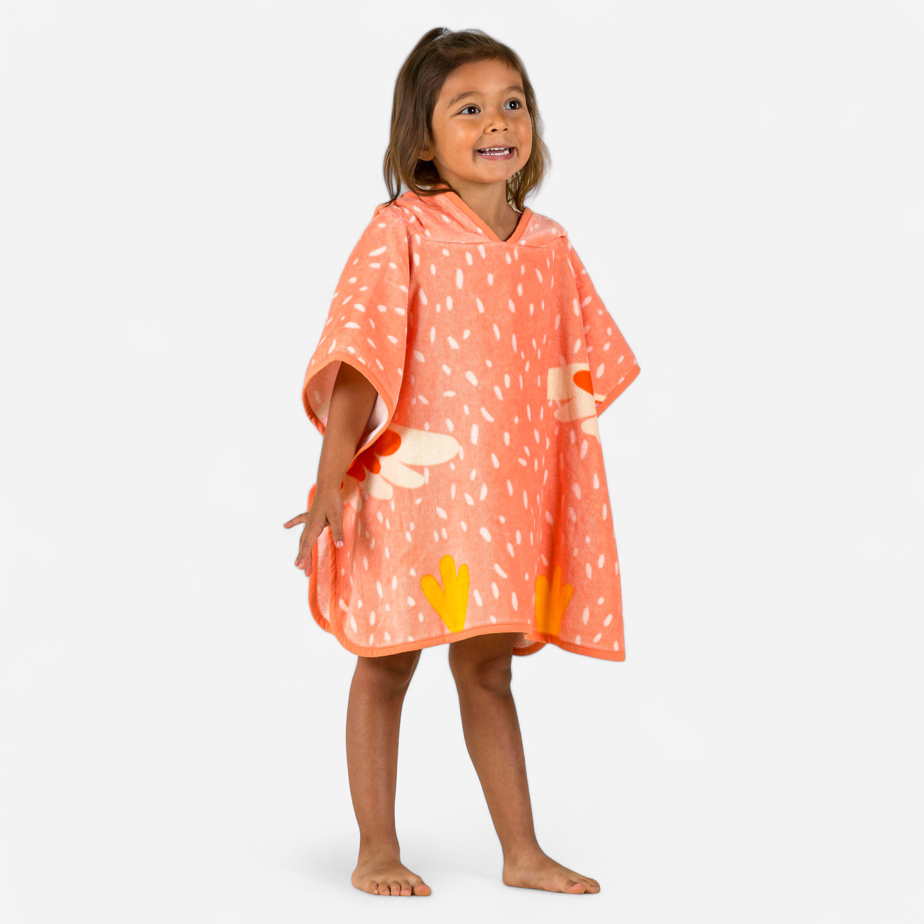 Nabaiji - Poncho De Bain Coton Bébé - Perroquet - Serviette Poncho - Natation - Orange - 1/3 Ans / 73/95 Cm - Decathlon