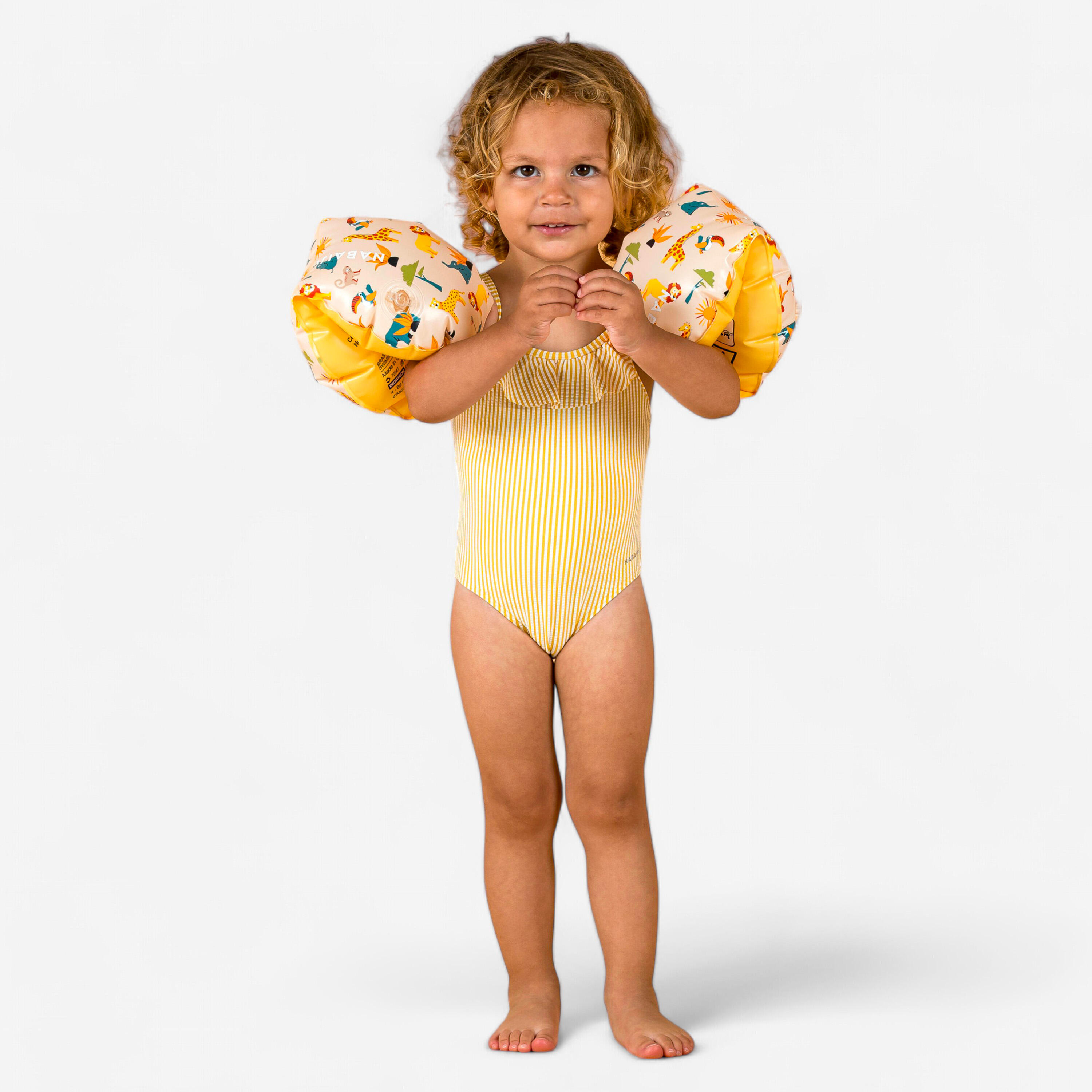 Nabaiji - Maillot De Bain Bébé Fille Une Pièce Imprimé Avec Des Volants - Maillot De Bain 1 Pièce - Natation - Jaune - 18mois - Decathlon