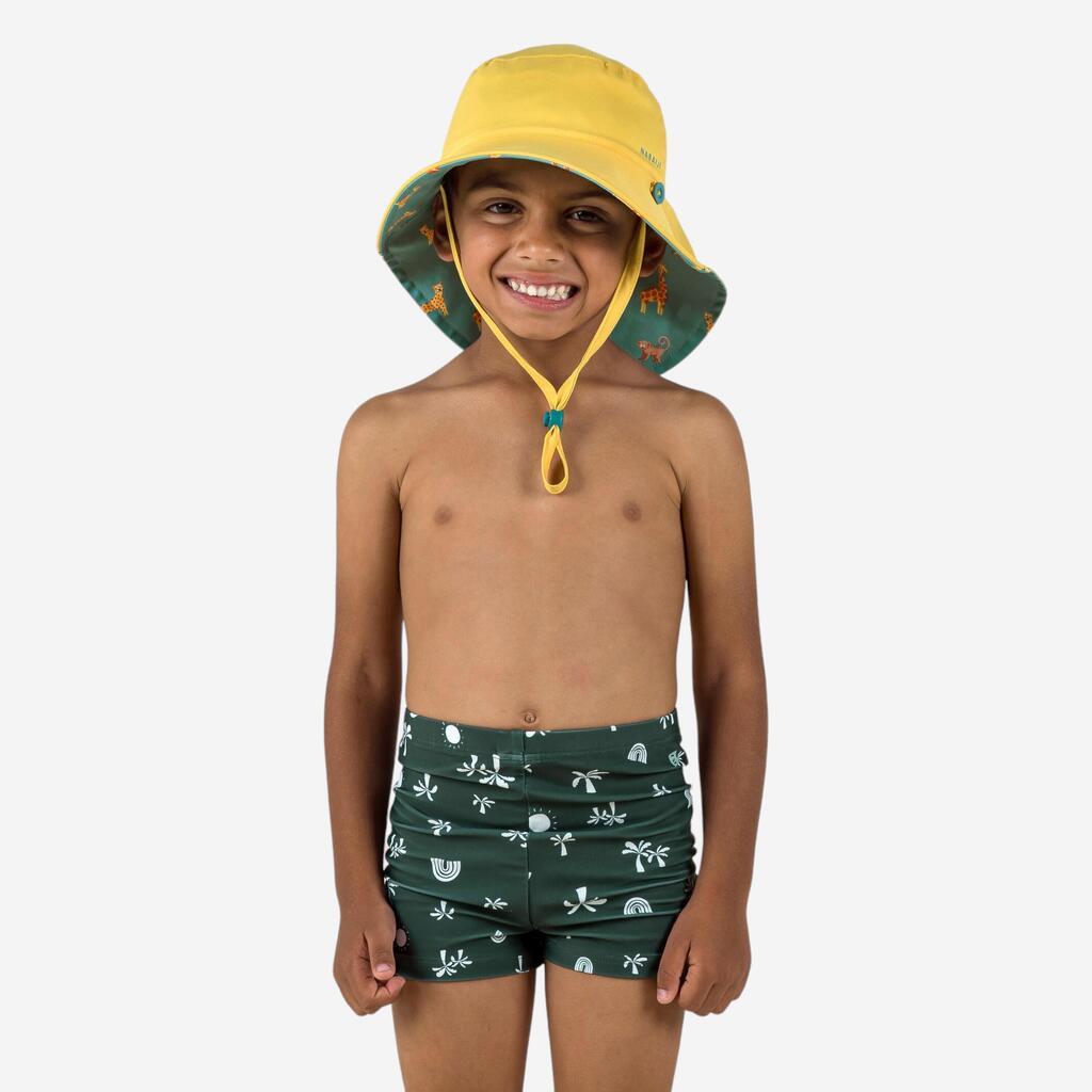 Baby / kids’ boxer swim shorts - Sun print dark green