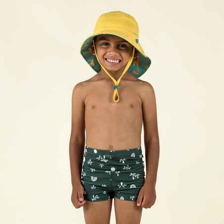 Baby / kids' boxer swim shorts - Sun print dark green