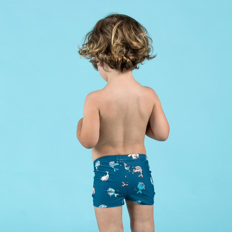 Calções de banho Natação Boxers Bebé / Criança Azul escuro Estampado Baleia