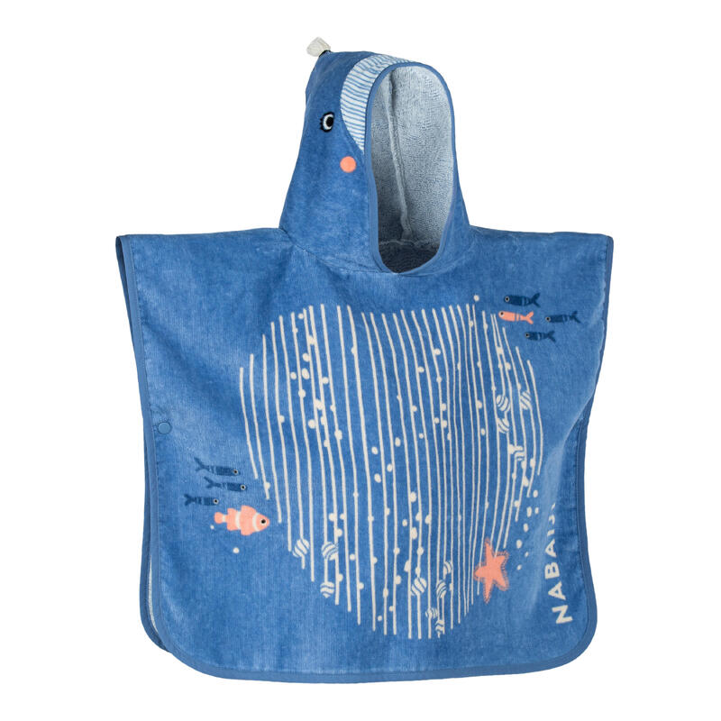 Poncho de Bain Coton Bébé - Baleine bleu