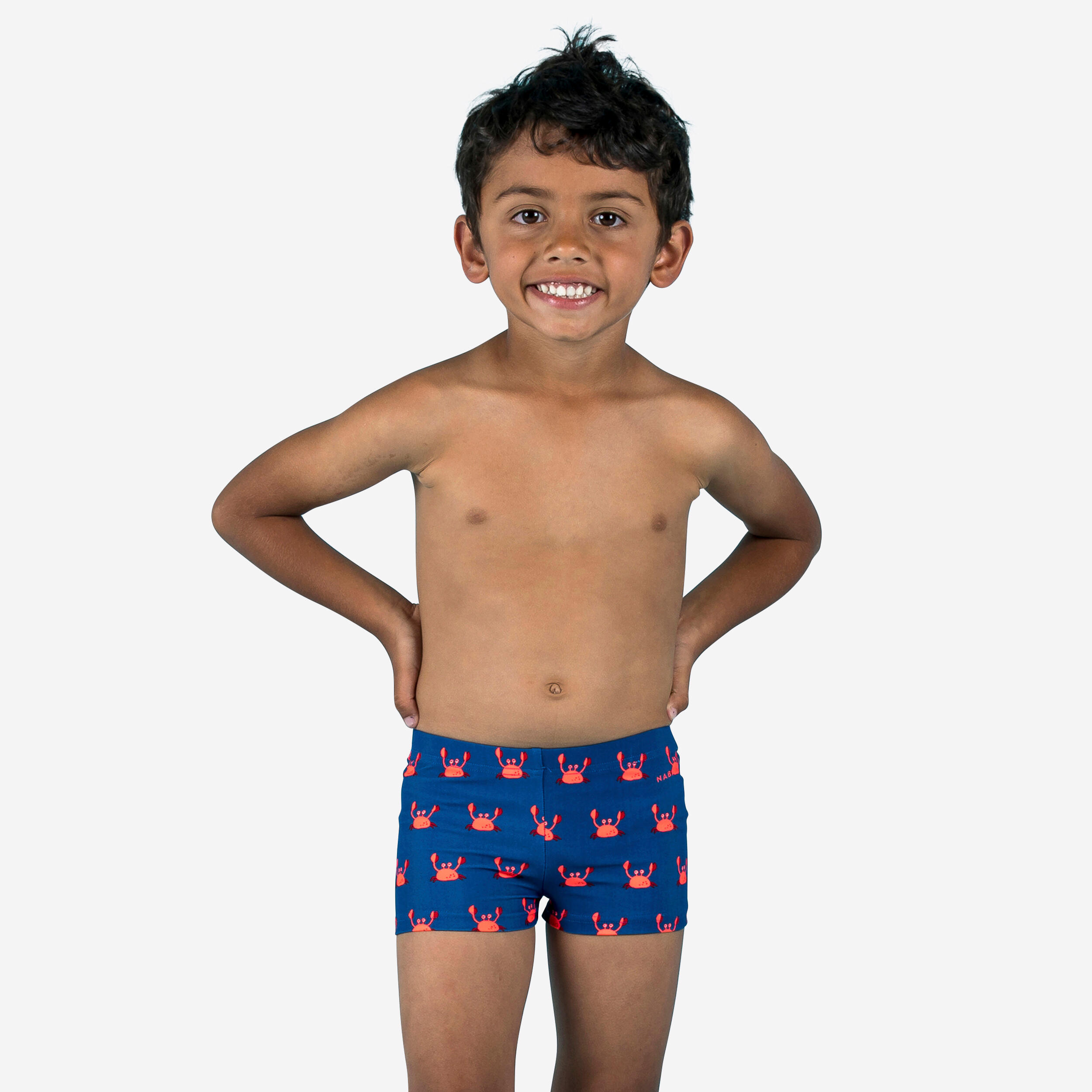 Nabaiji - Boxer De Bain Bébé / Enfant Bleu Imprimé Crabes - Maillot De Bain - Natation - Bleu-rose-rouge - 18mois - Decathlon