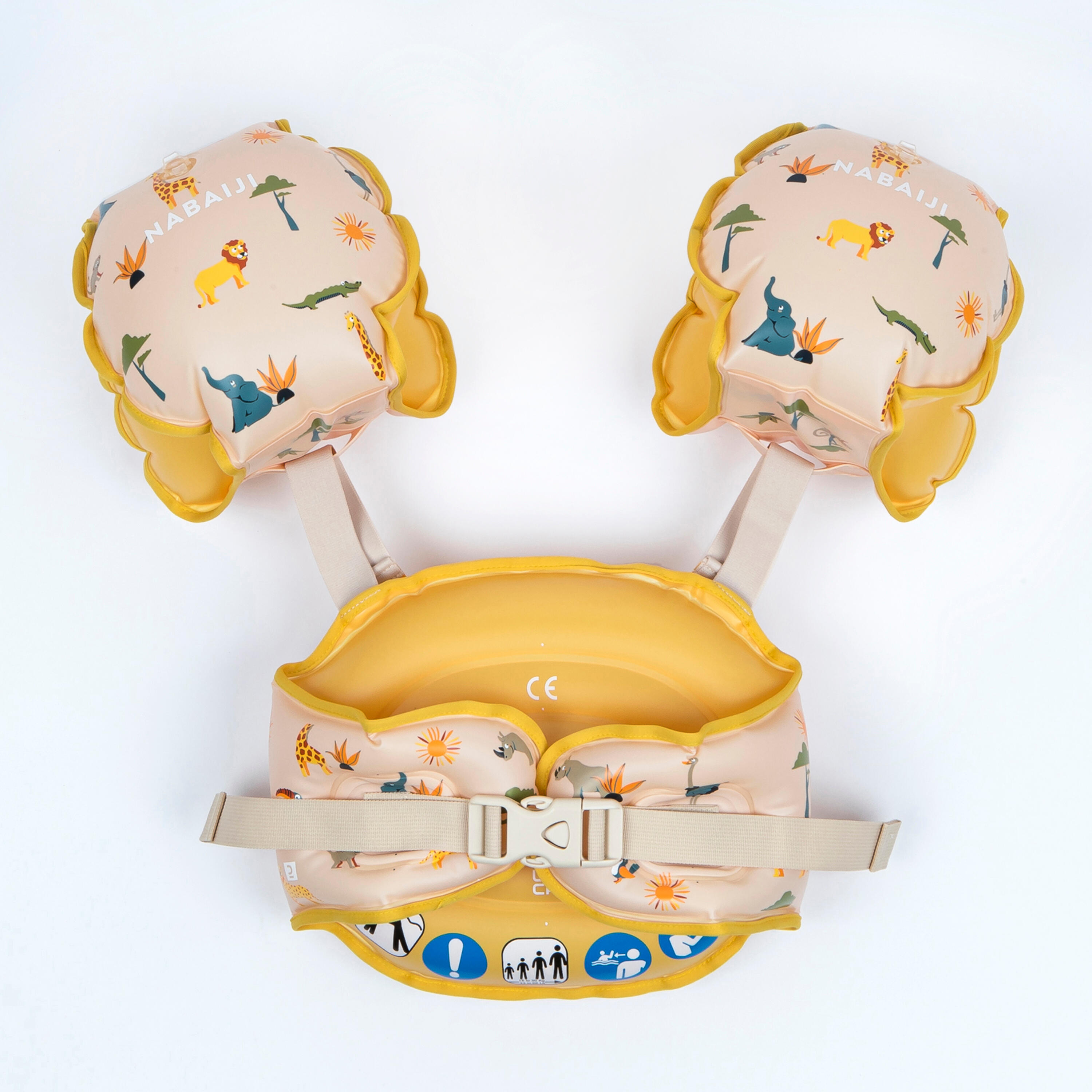 Meegroeiende zwemhulp Tiswim voor kinderen beige met savanneprint 2/8
