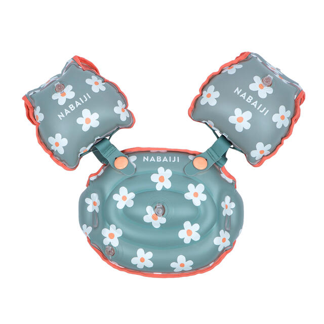 Schwimmflügel-Gurt Kinder wandelbar - Tiswim Blumen khaki 