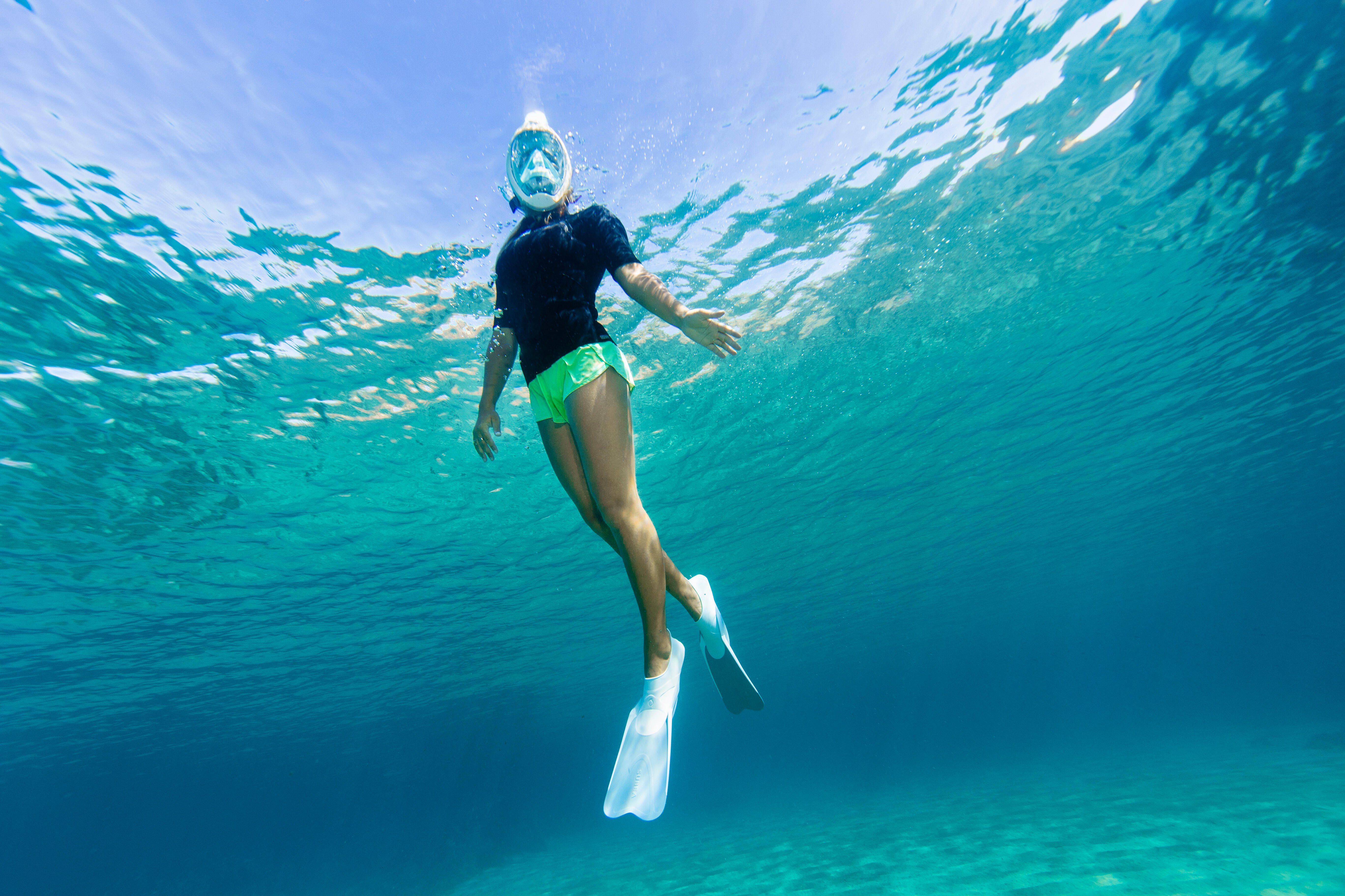 Diving and Snorkelling Fins - 100 Short Turquoise - SUBEA