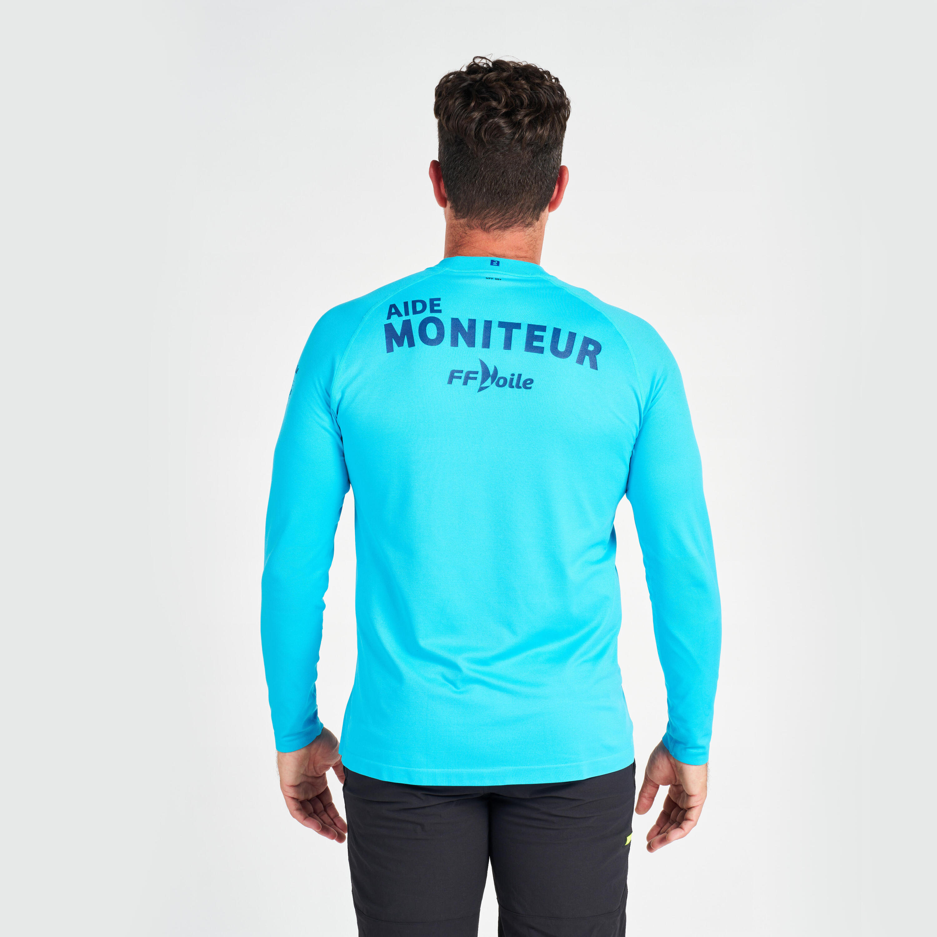 Men's Long-sleeved Anti-UV T-shirt Sailing 500 Monitor FFV Blue 3/5