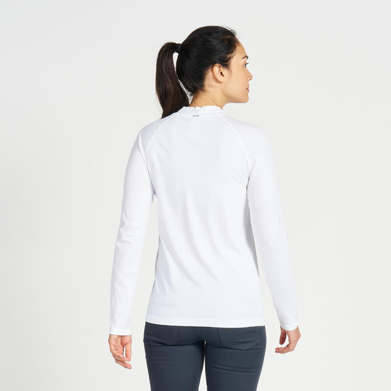 Uv-werend dames-T-shirt met lange mouwen zeilen Sailing 500 mouw in plasma wit