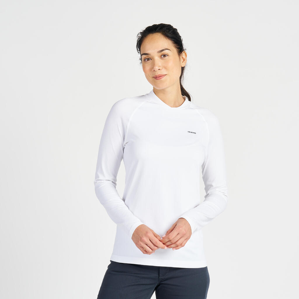 Sieviešu UV aizsardzības burāšanas krekls ar garām piedurknēm “500”, balts