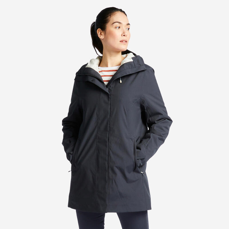 Segeljacke Damen warm wasserdicht - Sailing 300 dunkelgrau