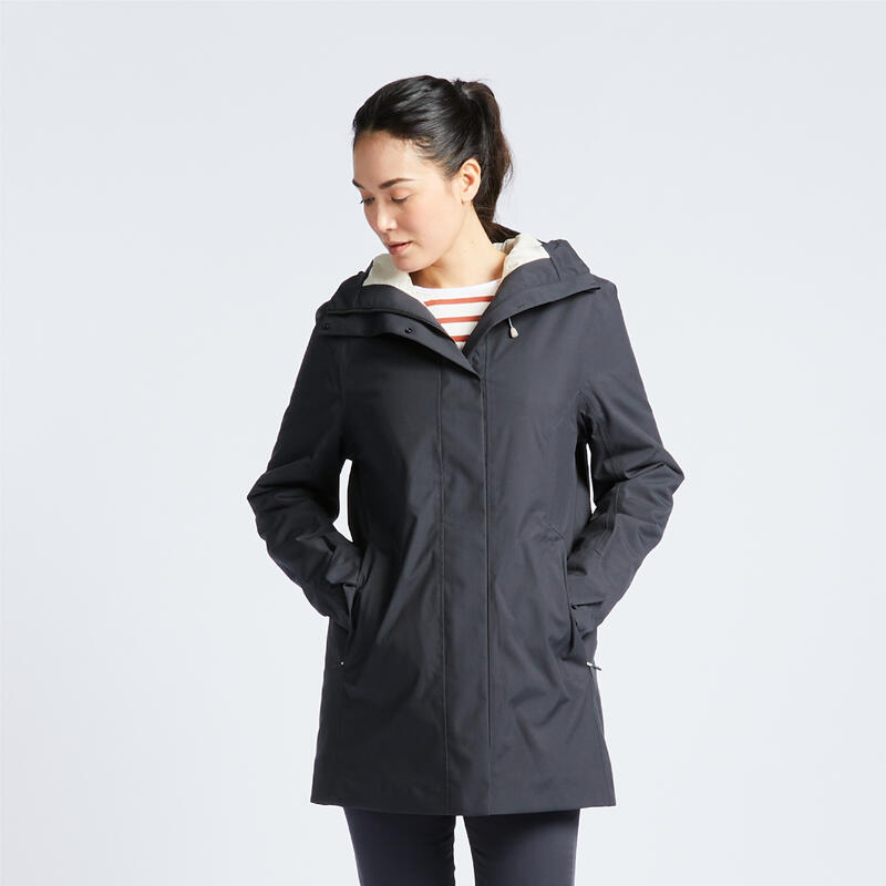 Segeljacke Damen warm wasserdicht - Sailing 300 dunkelgrau