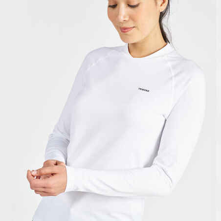 Moteriški ilgarankoviai nuo UV spinduliuotės saugantys marškinėliai „500“, balti