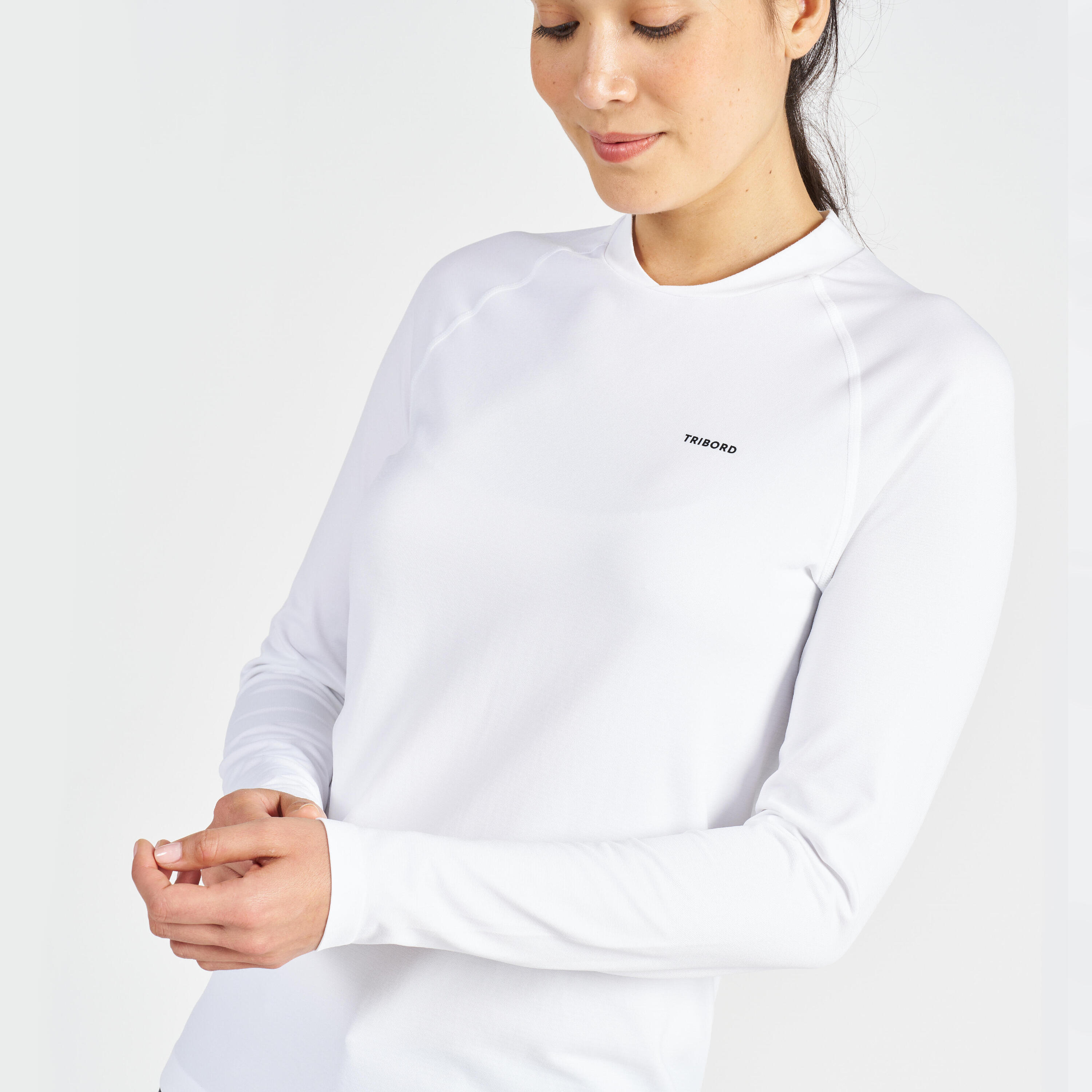 Women's Sailing Long-sleeved Anti-UV T-shirt 500 White 4/12