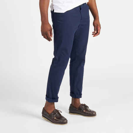 Men's sailing cotton trousers 100 navy blue