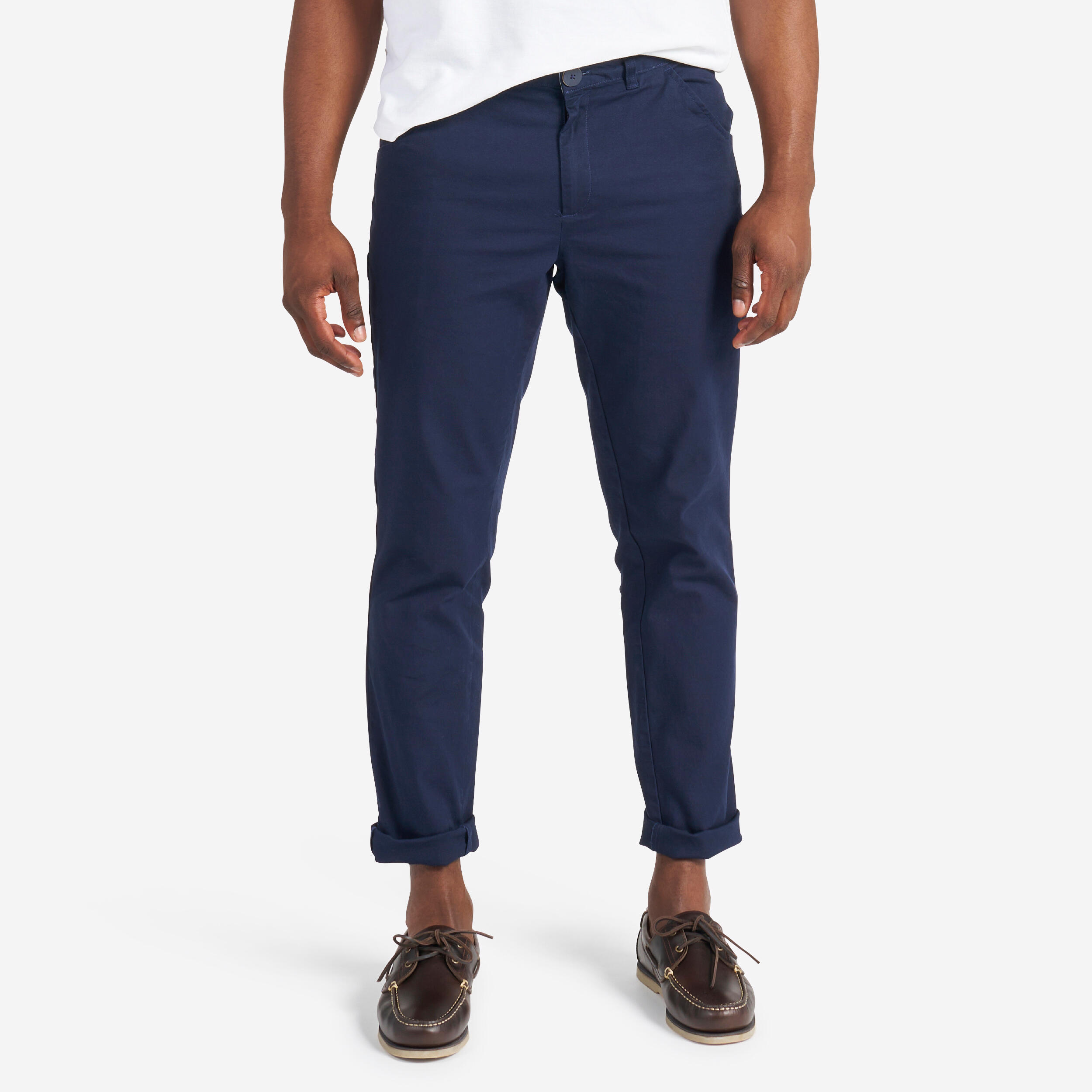 Men's sailing cotton trousers 100 navy blue 1/13