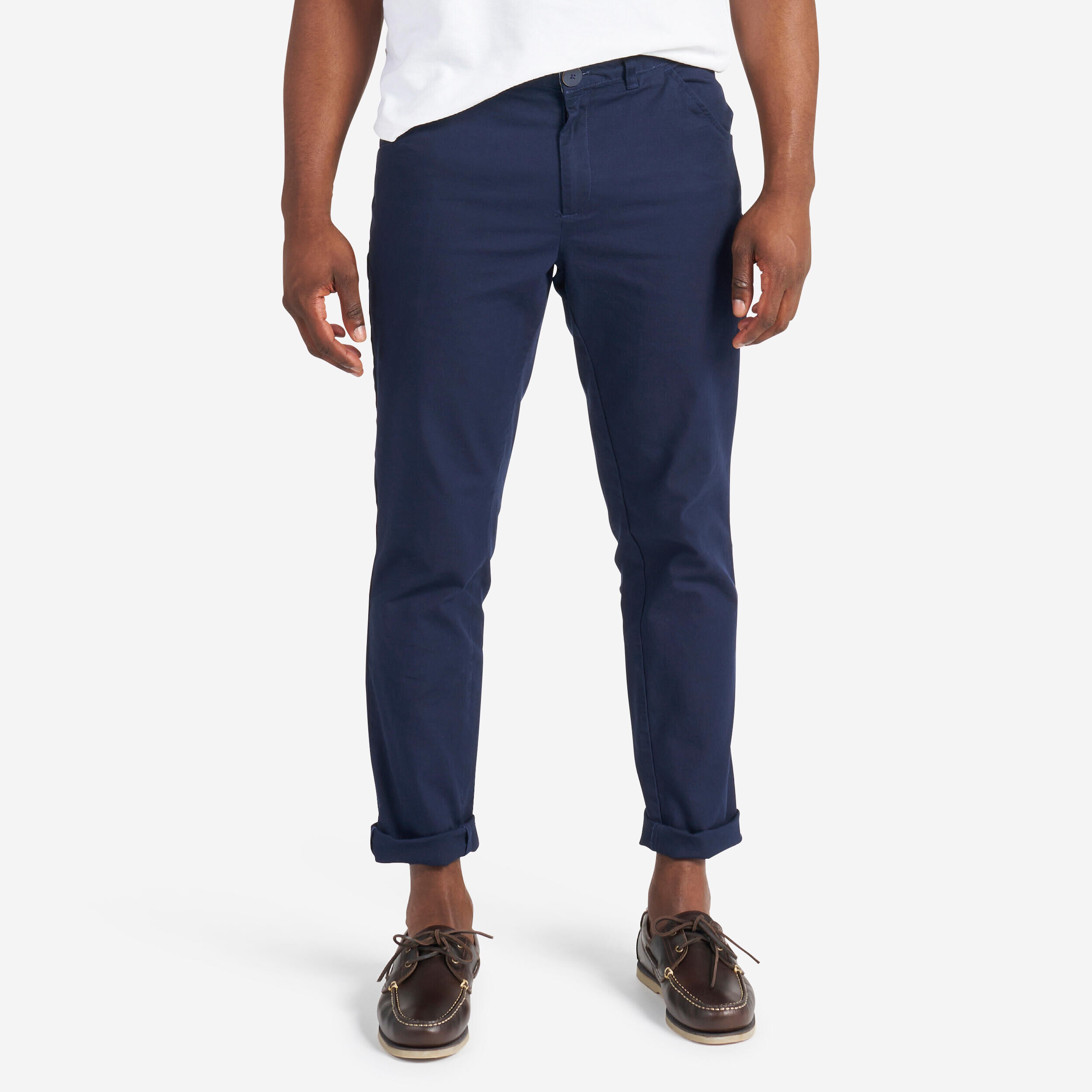 TRIBORD Men's sailing cotton trousers 100 navy blue