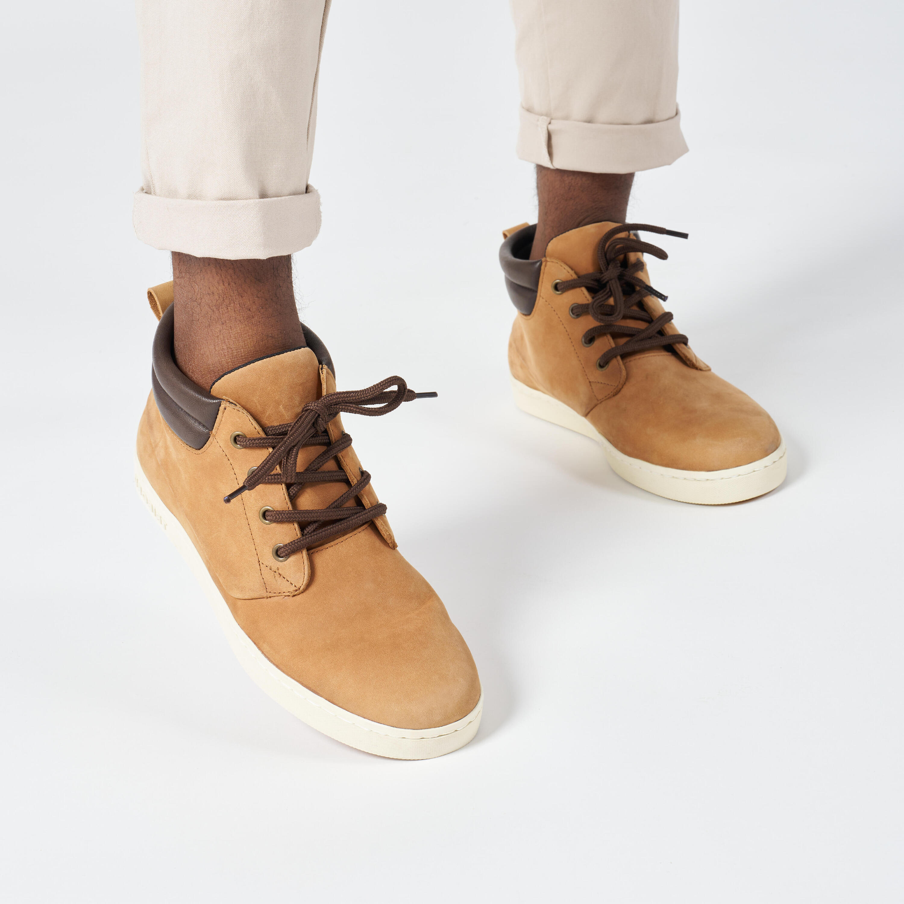 Chaussures bateau homme en cuir imperméable 500 ocre 3/12