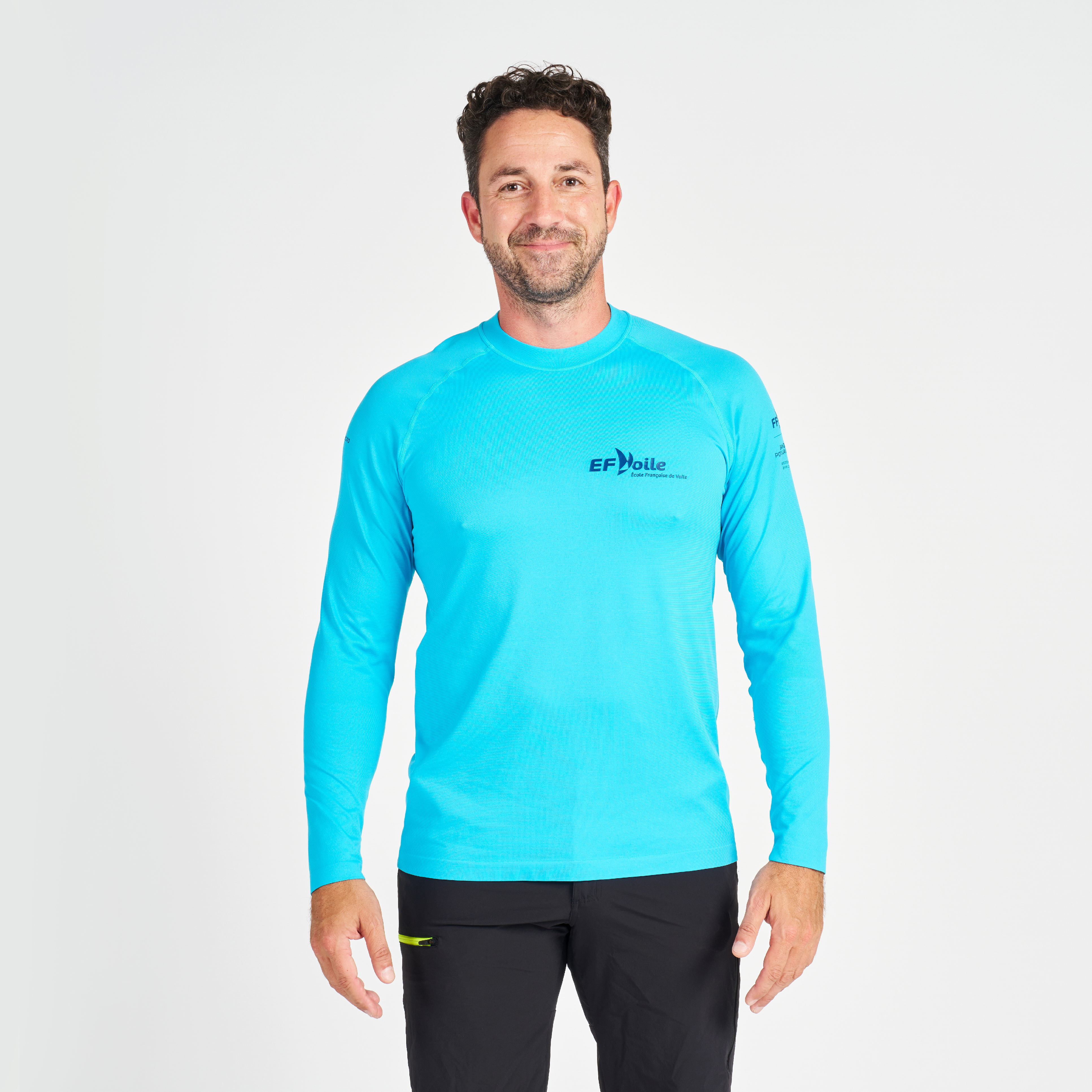 T-shirt anti-uv manches longues sailing 500 homme moniteur ffv bleu - Voile, Bateau - Tribord- Clubs - Entreprises - Collectivités - Associations