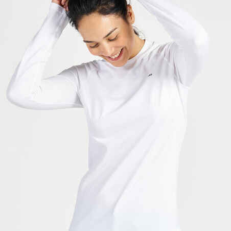 Women's Long-sleeved Anti-UV T-shirt 500 White