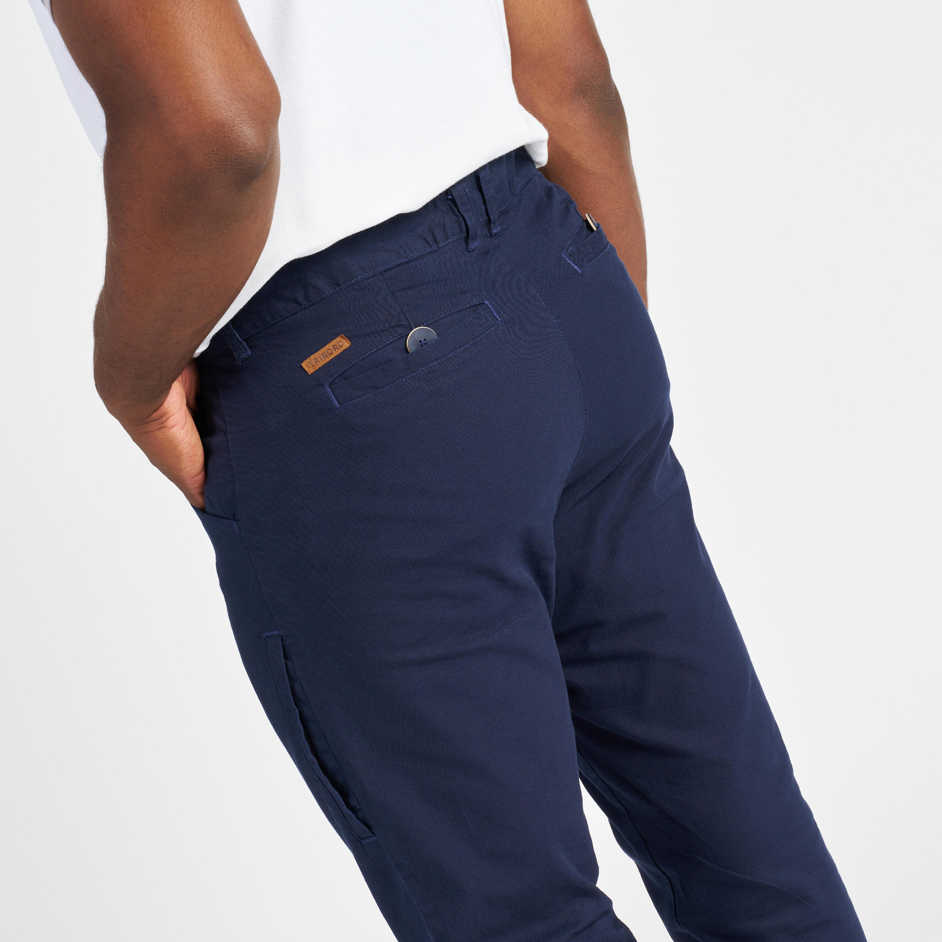 Men's sailing cotton trousers 100 navy blue 8/13