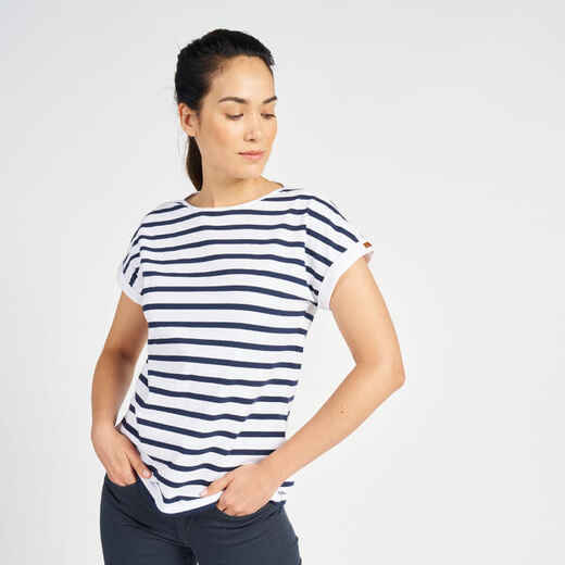 
      Women's Short-Sleeve Sailing T-Shirt 100 - White Blue
  