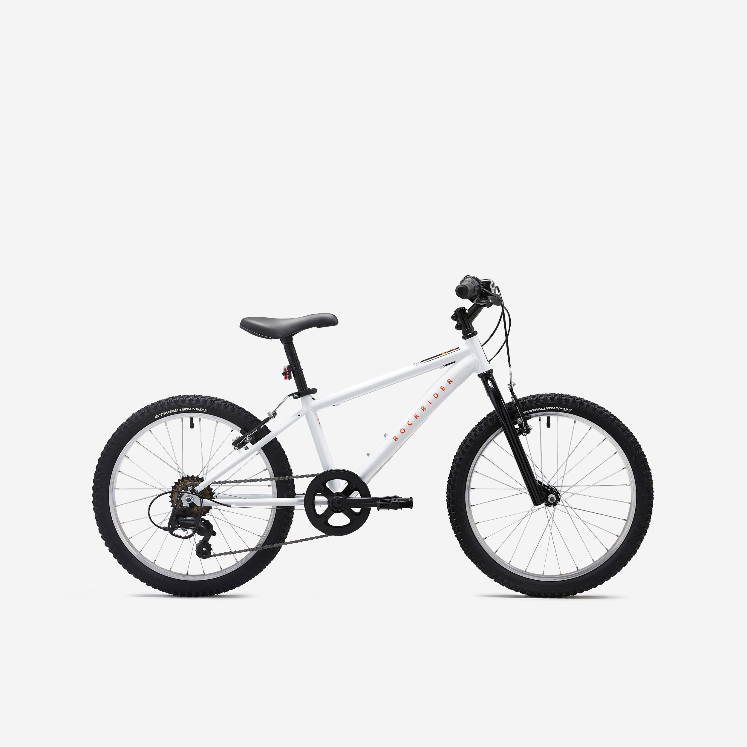 BTWIN Kids' Age 6-9 20-Inch Mountain Bike Rockrider ST 120 - White/Orange