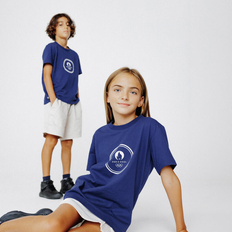 T-shirt manches courtes Paris 2024 Celebrate Essentiel Enfant bleu