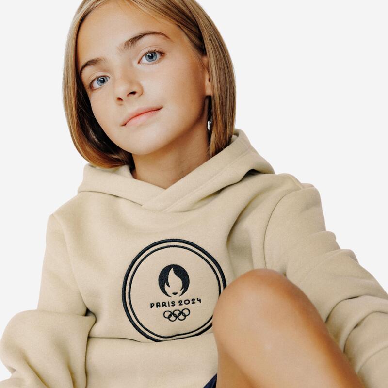 Sweat capuche Paris 2024 Enfant Beige