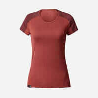 Camiseta de montaña y trekking manga corta lana merino Mujer  MT500