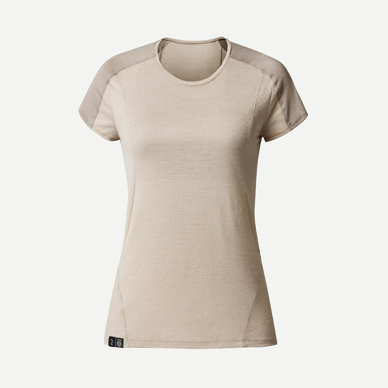 T-shirt de trek manches courtes en laine mérinos Femme - MT500