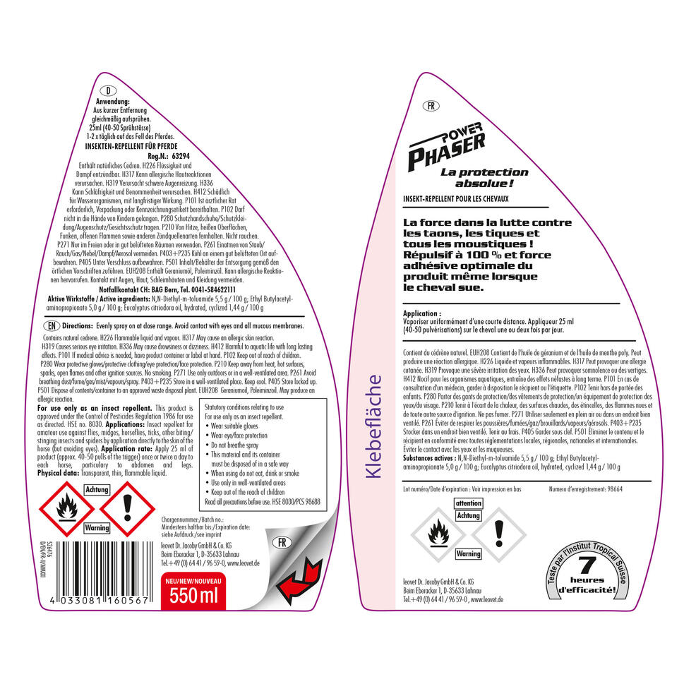 Spray przeciw owadom Leovet Power Phaser 550 ml