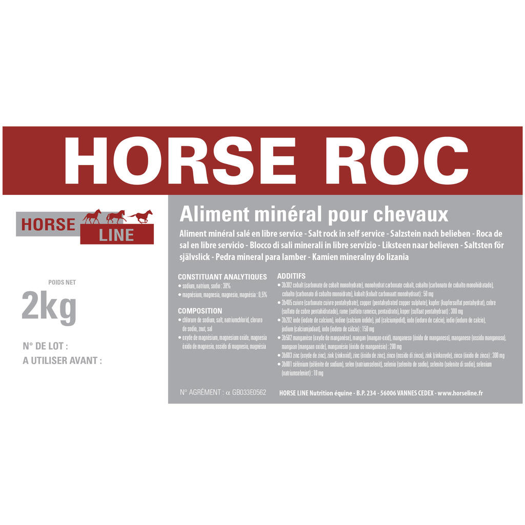 Sāls klucis ar mikroelementiem zirgiem un ponijiem “Horse Roc”, 2 kg