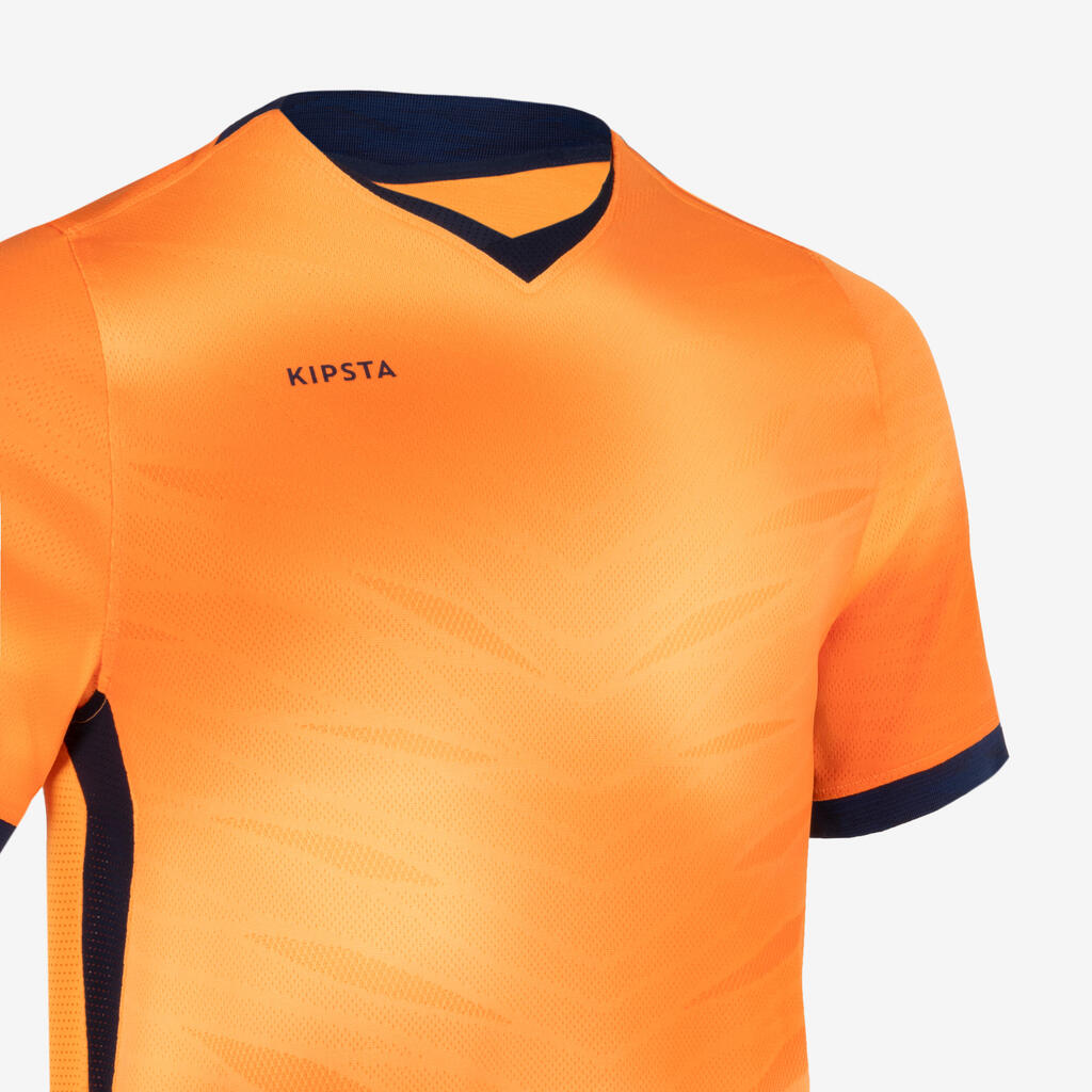 Oranžna in modra nogometna majica s kratkimi rokavi CLR za odrasle