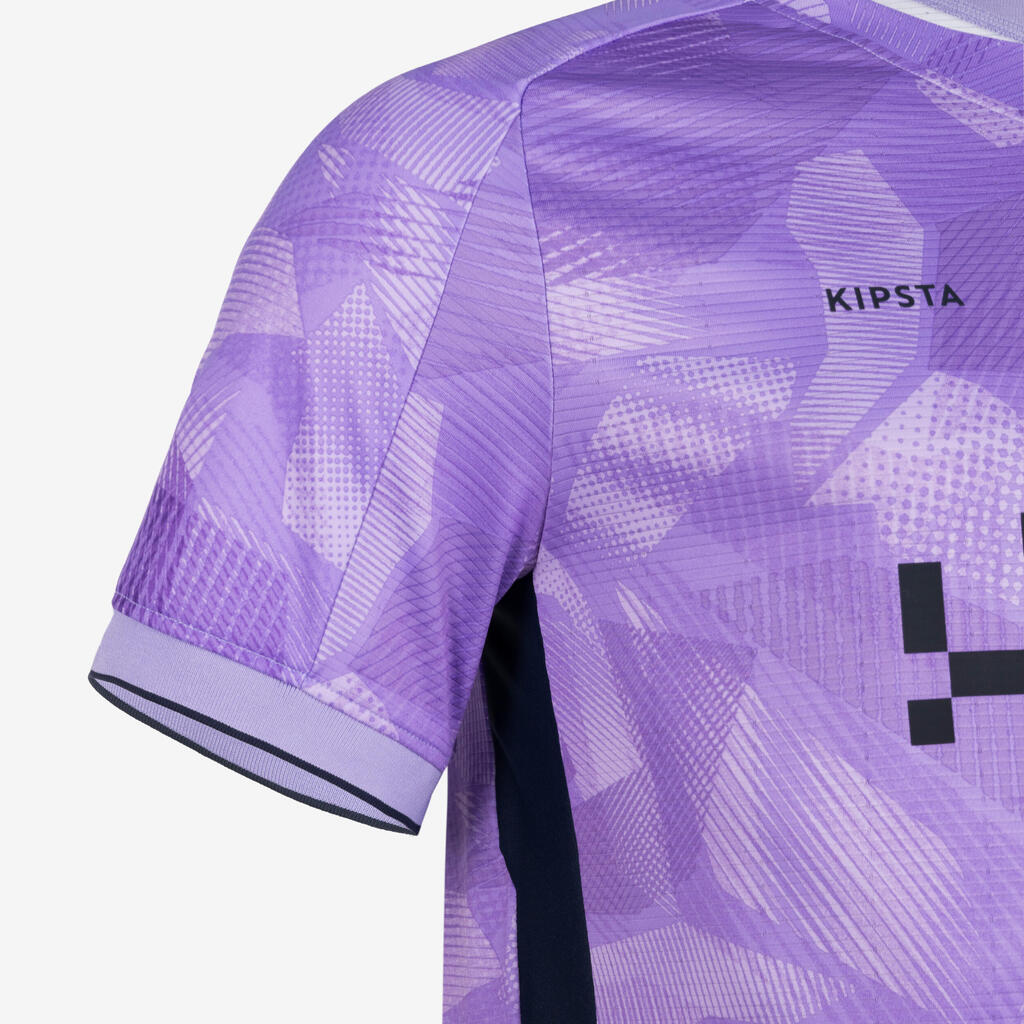 Short-Sleeved Football Shirt Viralto II - Parma Navy and Neon Purple