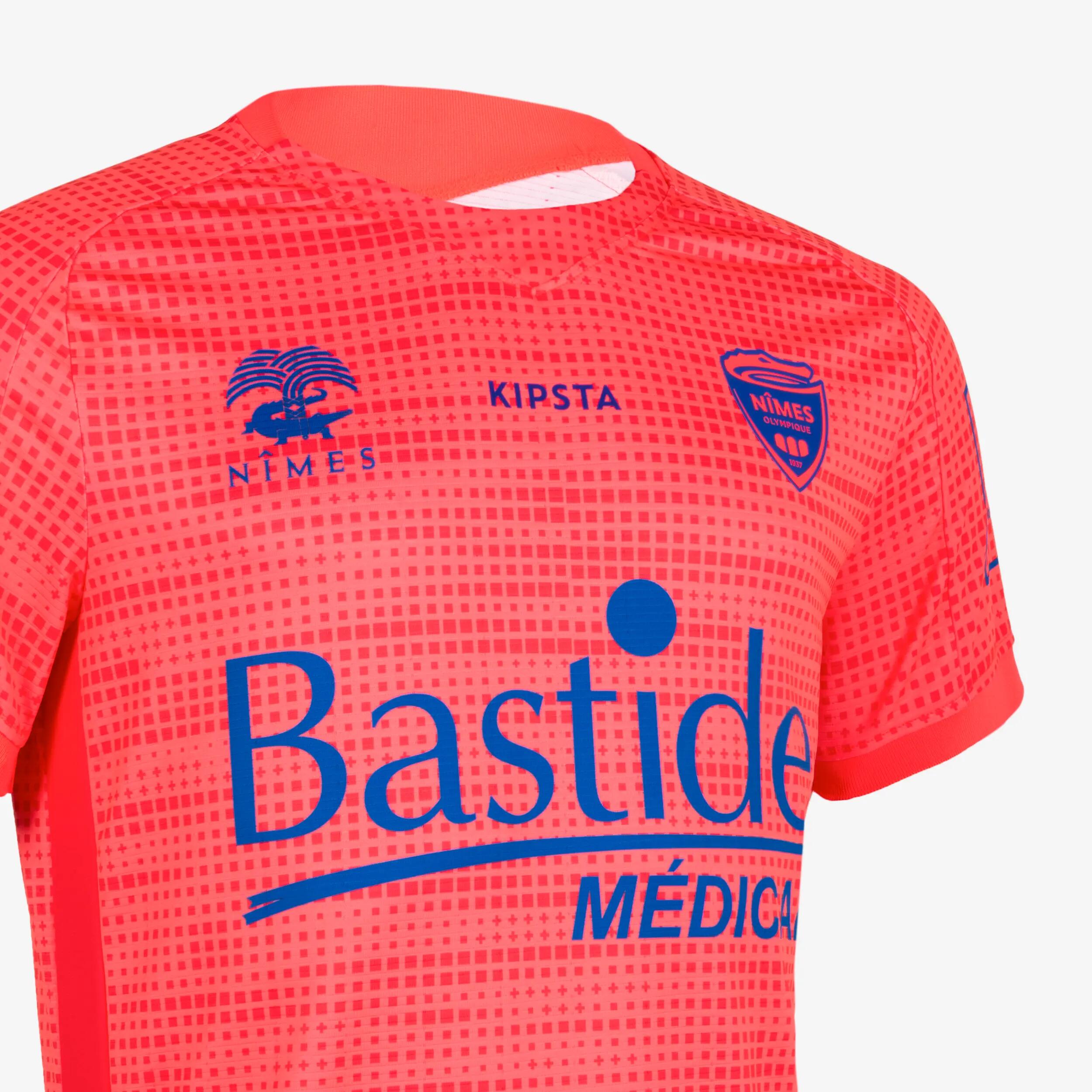 MAILLOT DE FOOTBALL AUTHENTIQUE NIMES OLYMPIQUE 23/24 GARDIEN ROSE FLUO 3/8