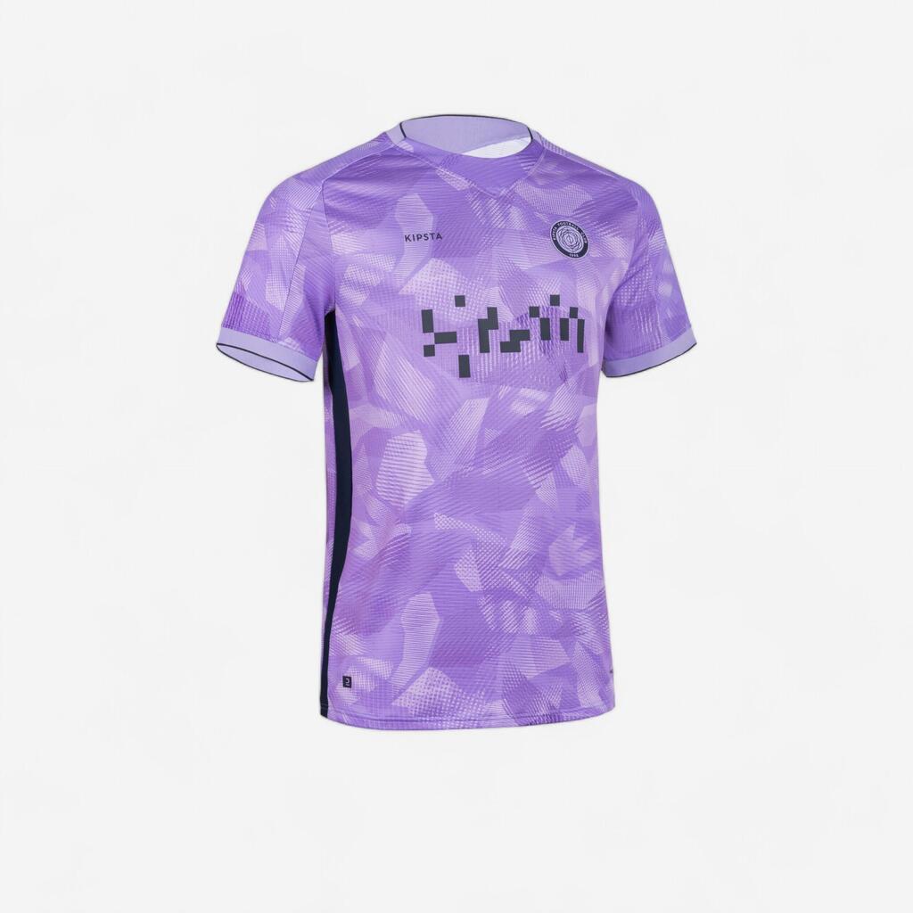 Short-Sleeved Football Shirt Viralto II - Parma Navy and Neon Purple