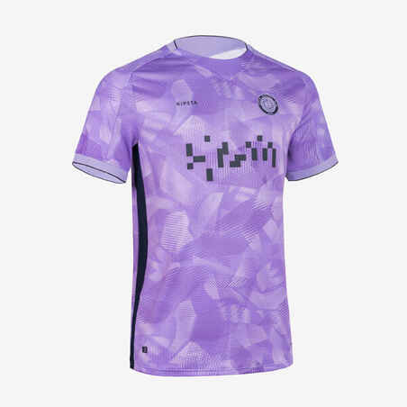 Short-Sleeved Football Shirt Viralto II - Parma Navy and Neon Purple