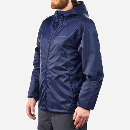 Chaqueta impermeable de senderismo cierre completo para Hombre Quechua azul