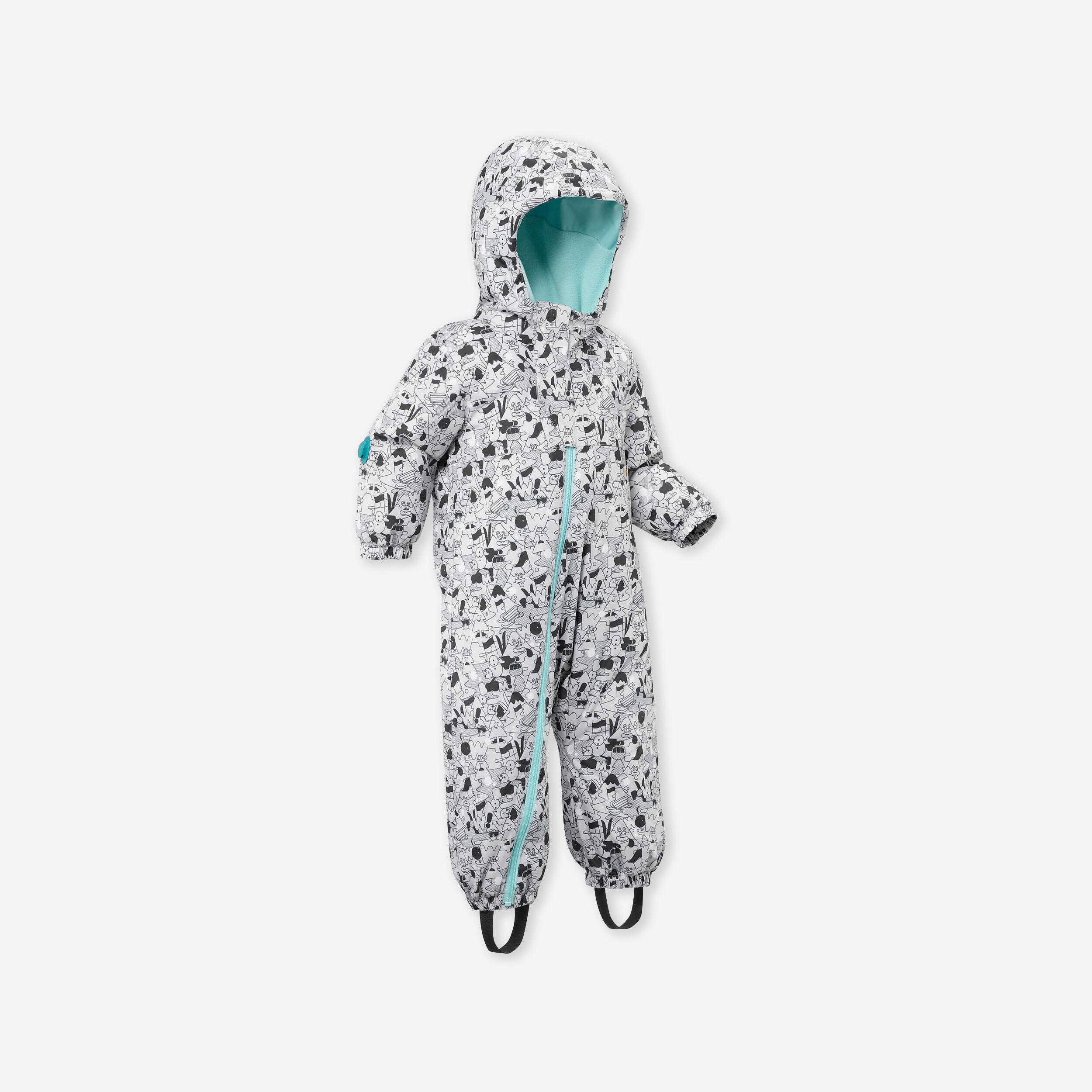 Warm baby ski suit - 500 warm - grey patterns